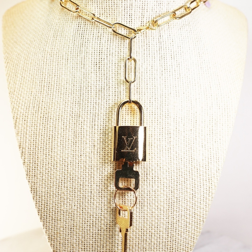 Louis Vuitton Lock Necklace with Gold Tone Chain - Picture 12 of 16